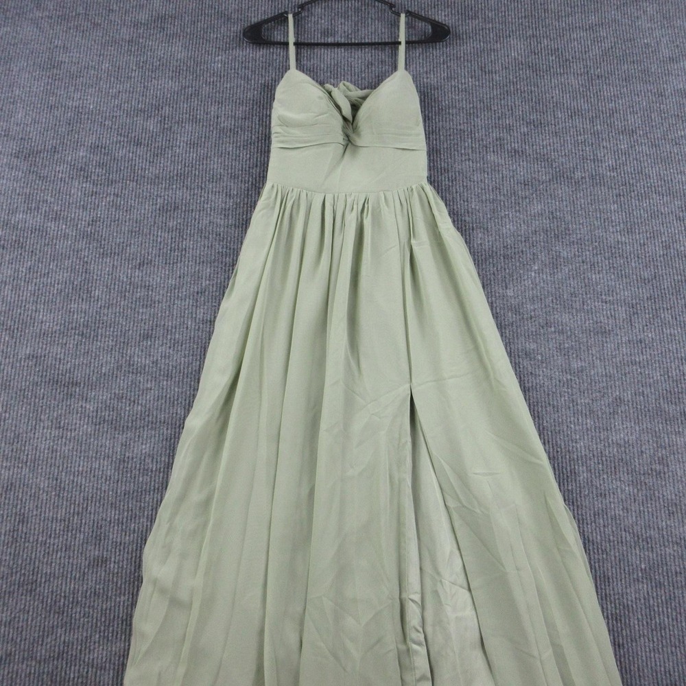 Azazie Dress Womens 8 Pistachio A-Line Maxi Sweetheart Chiffon Lined Zeya NWT